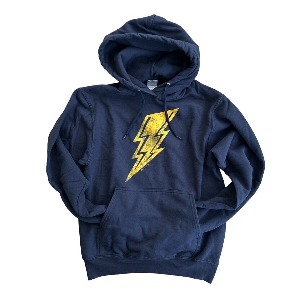 Navy Blue Hoodie with Yellow Lightning Bolt